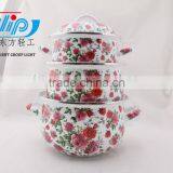 3 PCS ENAMEL CASSEROLE FULL OF FLOWER thumbnail-1