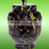 NATURAL STONE BLACK AND GOLD MARBLE URNS thumbnail-4