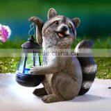Garden Ornaments Polyresin Raccoon Figurine With Solar Light thumbnail-2