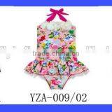 Hot Pink Floral Cotton Halter Backless Girls Swimwear Kids thumbnail-6