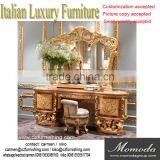 Royal European Antique Gold Baroque Solid Wood Carved Bedroom Dresser With Mirror Set Louis XVI Home Furniture thumbnail-1