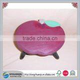 Country Red Apple Wooden Step Stool Home Decor Accent Green Legs thumbnail-1