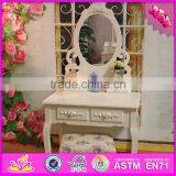 2016 Wholesale High Quality Bedroom Solid Wooden White Vanity Table W08H061 thumbnail-2