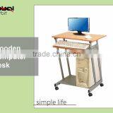Movable Laptop Table Office Furniture Wooden Rolling Computer Desk