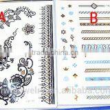 T001-026 How To Use Tattoo Sticker Mode Cheap Metallic Gold Glitter Necklace Butterfly Tattoo Sticker thumbnail-1