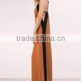 Woman Spaghetti Strap V Neck Chiffon Long Maxi Dress thumbnail-4