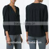 2016 Latest Design Custom Deep V Neck Blouse for Women thumbnail-6