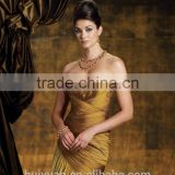 taffeta gold backless high low dress