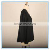 Black Simple Beaded Design Ladies New Fashion V Neck Chiffon Blouse 2016 thumbnail-2