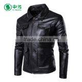 Popular Design Multi Pockets Windproof Western Black Vintage Leather Jacket for Men thumbnail-2