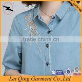 High Quality Loose Fashion Solid Color Women Denim Shirt thumbnail-3