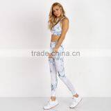 Stretchy Tie Dye Workout Sweat Suit for Women Crop Tank Top and Leggings thumbnail-2