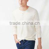 Men Long Sleeves Slub Cotton Henley T-shirts With Side Slit Hem thumbnail-1