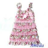 Girls Light Pink Rose Cap Sleeves Lace Ruffles Pettidress Party Dress 6M-5Y thumbnail-1