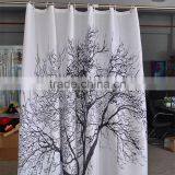 Wholesale Price 180180cm Waterproof Black Scenery Tree Design White Fabric Bathroom Shower Curtain Liner Hooks Polyester thumbnail-2