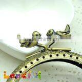 8.5cm Vintage Bronze Round Birds Bag Sewing Metal Coin Kiss Lock Square Frame thumbnail-6