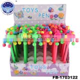 Novelty promotion TPR ballpoint pen pompom Ball toy ballpoint pen