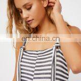 Ladies Dropped Armholes Striped Super Soft Cotton Romper thumbnail-3
