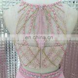 Hot Sale Two-Piece Heavy Beaded Chiffon Pink Evening Dresses LX284 thumbnail-4