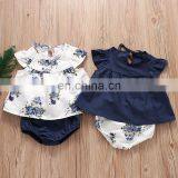 Drop Shipping 2pcs Set Infant Clothes Outfits Toddler Baby Girls Floral Tops Dress & Flower Harem Shorts Pants thumbnail-3