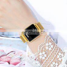 SKMEI 1744 Rose Gold Magnet Band Ladies Stainless Steel Mesh Women Square Digital LED Watch thumbnail-4