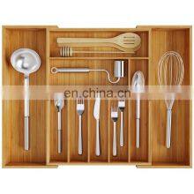 Vitalucks Bamboo Expandable Kitchen Drawer Tray Adjustable Cutlery Bamboo Drawer Organizer thumbnail-5
