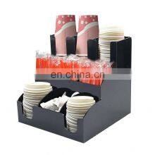 Black Acrylic Coffee Cup&Lid Dispenser Holder Paper Cup Holder