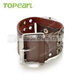 Mens Iron Cross With Skull Dial Brown Leather Quartz Punk Watch LVB230 thumbnail-4