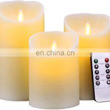2021 HOT SALE Set of 3 Flameless Pillar Wax Wholesale Flickering Led 10 Remote Control Candle Lights
