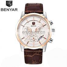 Benyar BY-5104M Personalized Man Quartz Wrist Watches Chronograph Calendar Luxury Leather Men Watch Manufacturer thumbnail-4