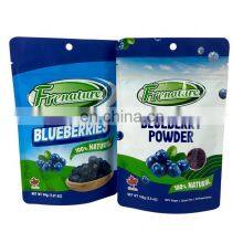 Custom printed food grade freeze dried blueberry powder stand up pouch zip lock bags for food packaging
