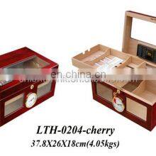 Cedar Wood Travel Humidor Box Portable Cigar Case Glass Top Cigar Wooden Box Acrylic Cigar Humidor thumbnail-5