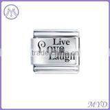 Stainless Steel Live Love Laugh Laser Italian Link Bracelet Charms thumbnail-1