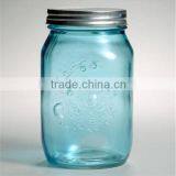 7" Light Blue Glass Mason Jar Glass Bottle With Lids Quality Choice