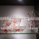 High White Glass Vase and Glass Bowl thumbnail-1