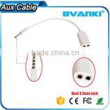 2016 Best Selling Products 3 Ring Male To 2 3.5mm Female TRRS AUX Audio Adapter Cable for Mobile Phone Express Supplier's Choice thumbnail-1