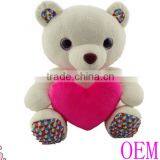 White Stuffed Plush Teddy Bear Toy for Valentine, Plush Teddy Bear With Red Heart thumbnail-1
