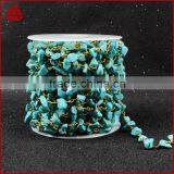 Blue Turquoise Rosary Beads Chain Wire Wrapped Handmade Chain Quality Choice thumbnail-5