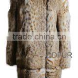 QD24178 Lady Genuine Lynx Fur Jacket Leopard Print Style