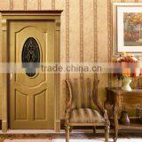 China High Quality Half View Art Glass Solid Wood Door for Bathroom thumbnail-6