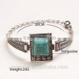 New Vintage Tibetan Silver Square Turquoise Bracelet Bangle Jewelry Wholesale thumbnail-2