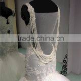 Luxury Beaded Open Back Wedding Dress Chapel Train Vintage Sheer Mermaid Bride Dress thumbnail-3