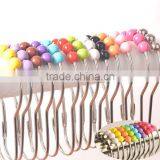 Plastic Beads Bathroom Shower Curtain Hooks, Footprints Shaped Roller Shower Curtain Roller Rings/curtain Hooks With 5 Acryl Bal thumbnail-5