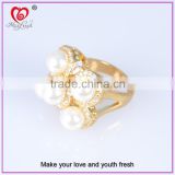 New design fashion jewelry gold plated filigree ring pearl design gold filigree ring