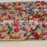 Indian Handmade Quilt Twin Kantha Bedspread Cotton Blanket FlowersJaipur