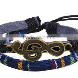 2016 Fashion Leather And Cloth Fabric Wrap Bracelet Wholesale thumbnail-1