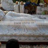 Sleeping Shakyamuni Buddha Statue White Marble Stone Hand Carving Sculpture for Pagoda