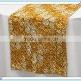YHR#16 Small Rosette Satin Banquet Wedding Wholesale Table Runner Cloth Overlay Linens thumbnail-1