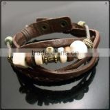Hot Sales Factory Price Handmade Shamballa Alloy Gear Beaded Leather Bracelet