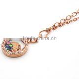 Rose gold 316l Stainless steel floating glass locket pendant jewelry